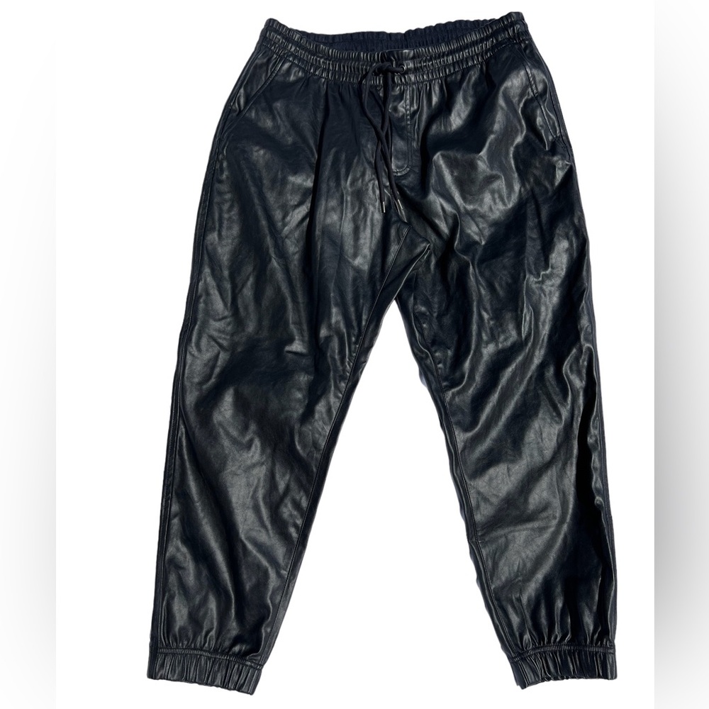 NWT Gap Black Faux Leather Joggers Size L